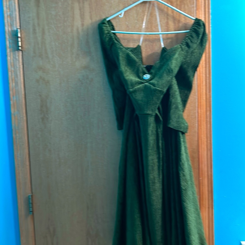 Unique Vintage Green Velvet Lamar Swing Dress XL